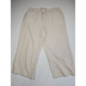 Old Navy XL Womens Beige Elastic Waist Linen Blend Pants Trousers Pull On